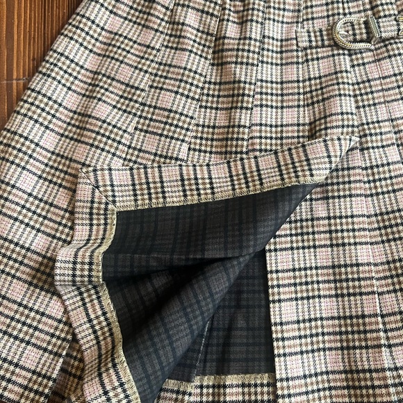 Maje Mini Skirt Pleated Plaid Asymmetrical Sz EU34/ 2 Brown Clueless Preppy - Picture 8 of 8